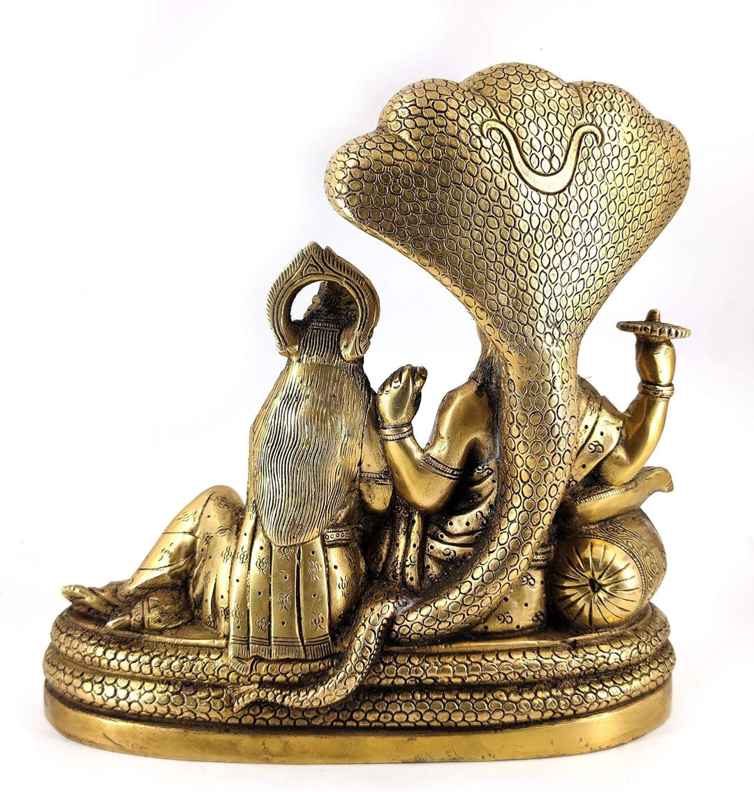 Weisswal-Lord Vishnu mit Lakshmi Rest Upon Shesha Naag Messing Statue religiöse Stärke Skulptur Idol