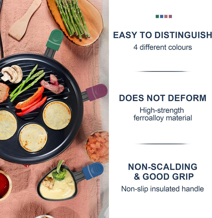 ipow 4 Stück Raclette Pfännchen Ersatz Mini Pfännchen Antihaftbeschichtet dreieckig für Raclette mit