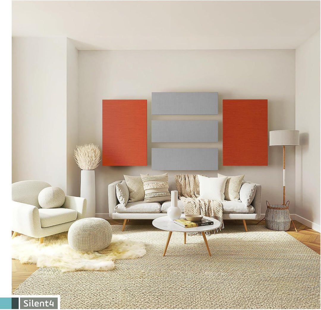 SILENT4® Schallabsorber Wand 114x33x5cm Akustikbild Akustikpaneele aus Akustikvlies, Klettverschluss