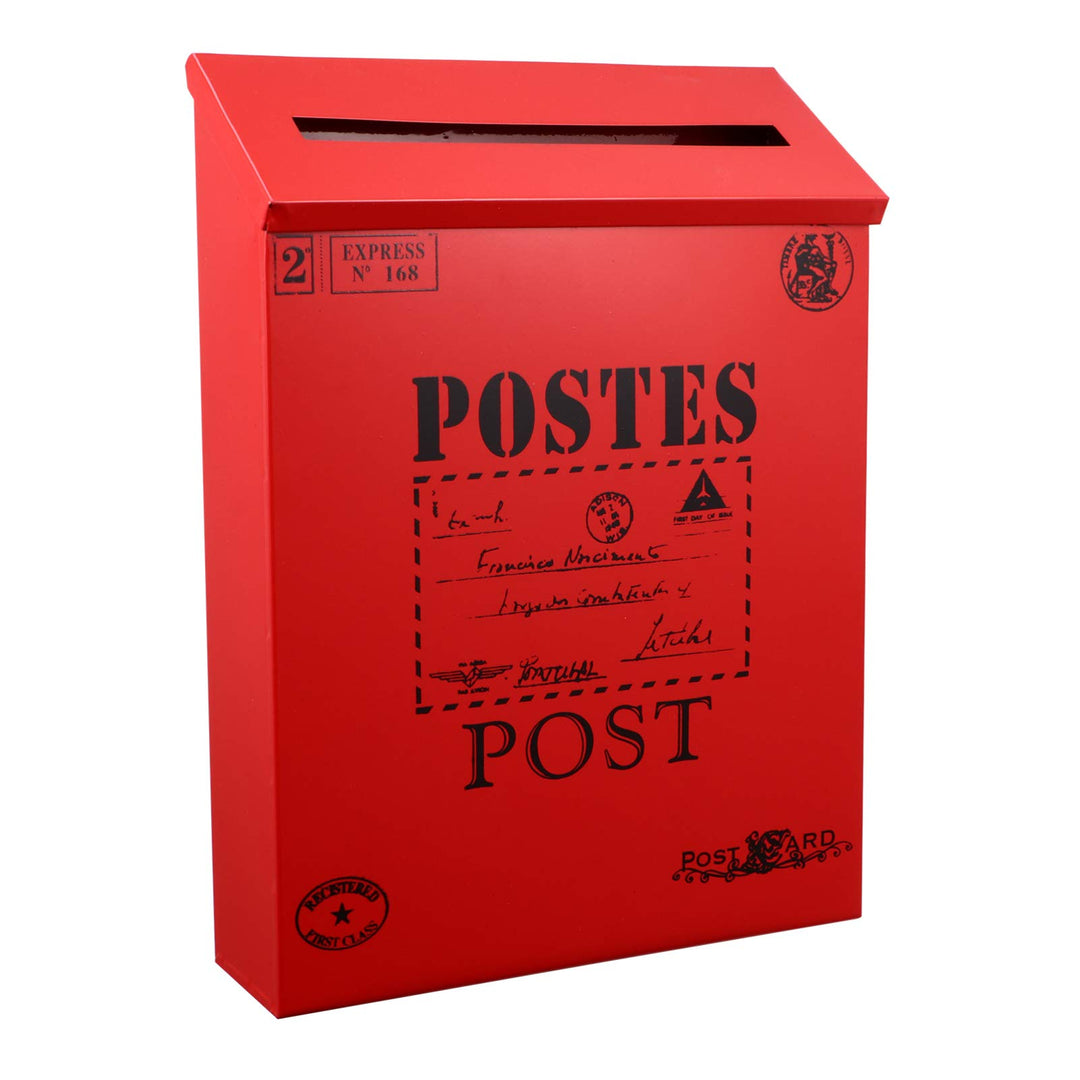 NUOBESTY Vintage Briefkasten Metall Retro Postkasten Wandmontage Mit Grossem Stauraum Für Briefe Zei