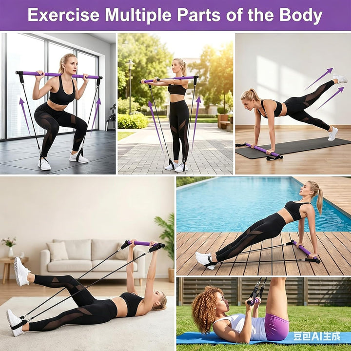 Pilates Set Dreisegment Sechsrohrsatz Pilates Kit Mit Removable Design TPR Elastic Rope Thick Iron R