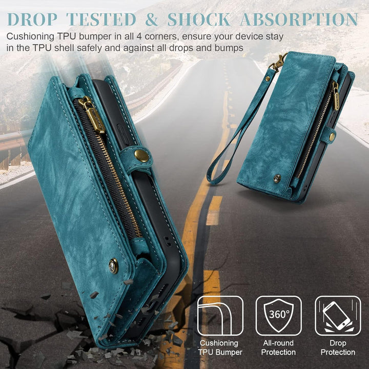 UFinetech iPhone 14 Pro Max Hülle, Flip Leder TPU Stossfeste Kartenfach Tasche Handyhülle iPhone 14