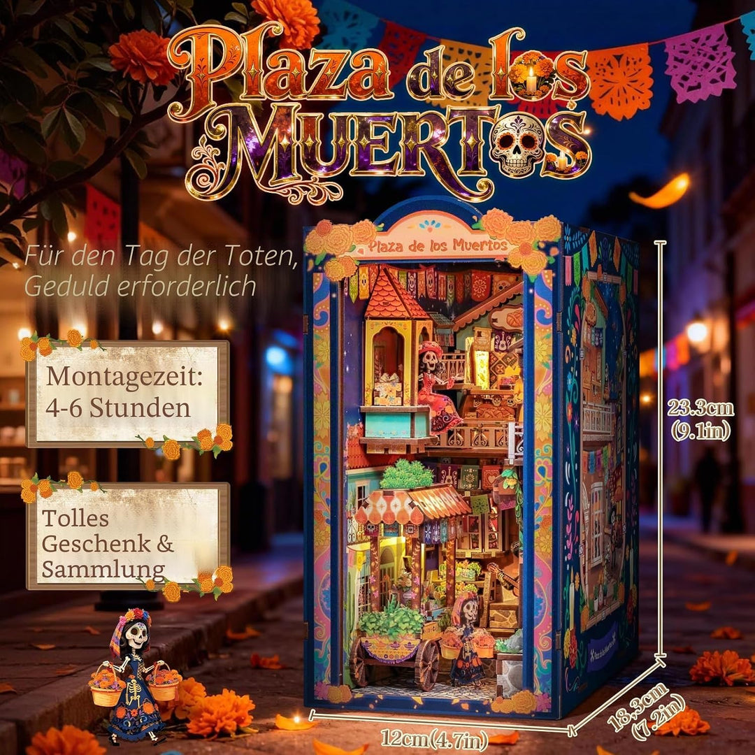 Cutefun Book Nook Kit für Erwachsene – Mexikanische Kunst & Kultur DIY Puppenhaus mit LED, 3D-Puzzle