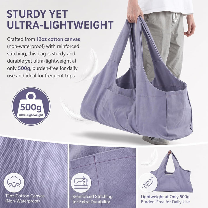 Yogatasche, Lila übergrosse Sporttasche, Wasserdicht Tragetasche für Yogamatten Canvas-Material Dame