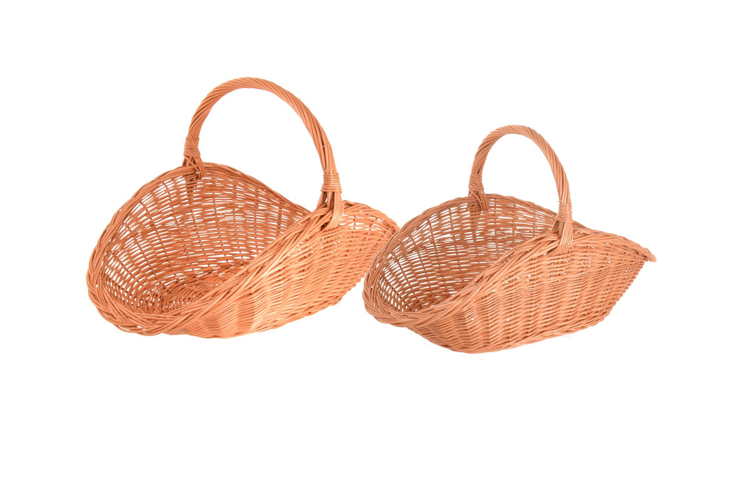 2er-Set Kaminholzkorb aus Weide – Handgefertigte Holz- & Dekokörbe mit Griff – Kamin Holzkorb Natur,