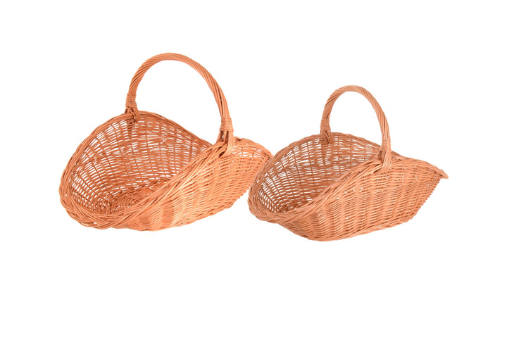 2er-Set Kaminholzkorb aus Weide – Handgefertigte Holz- & Dekokörbe mit Griff – Kamin Holzkorb Natur,