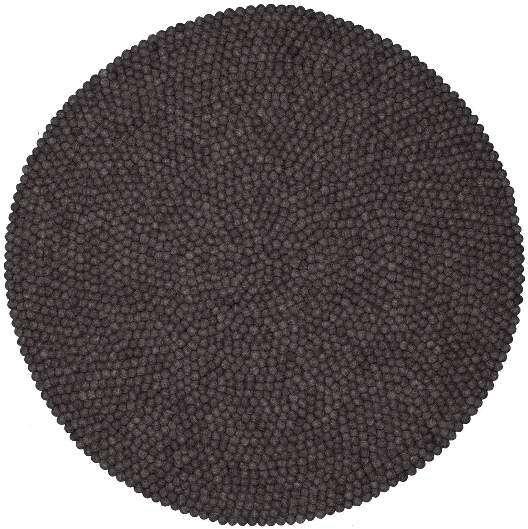 myfelt Filzkugelteppich Hugo - Ø 50 cm, ideal für Schlaf-, Wohn-, Kinderzimmer, Flur & Bad, anthrazi
