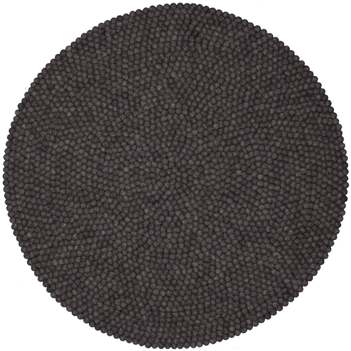 myfelt Filzkugelteppich Hugo - Ø 50 cm, ideal für Schlaf-, Wohn-, Kinderzimmer, Flur & Bad, anthrazi