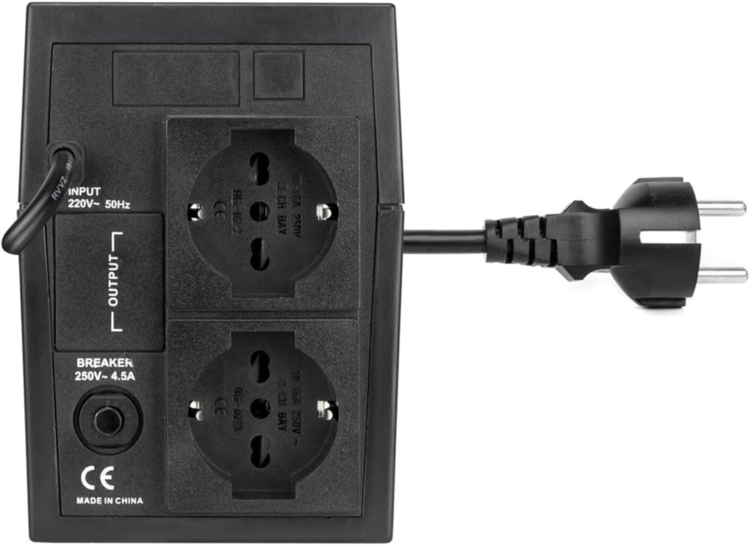 VulTech UPS650VA-LITE Kontinuitätsgruppe Offline, Schwarz Lite USV-Serie 650 VA | 360 Watt, Lite USV