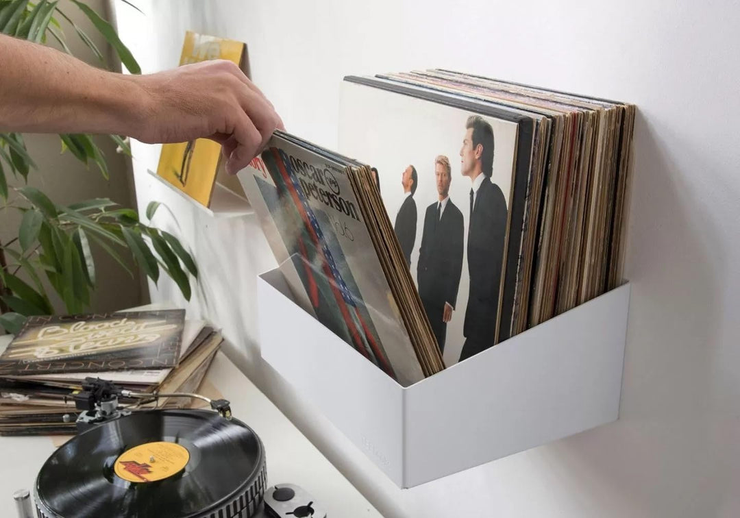 TEEbooks – 1 Schallplatten Wandhalterung 32 cm | Vinyl Regal aus Stahl Weiss | Unsichtbares Schallpl