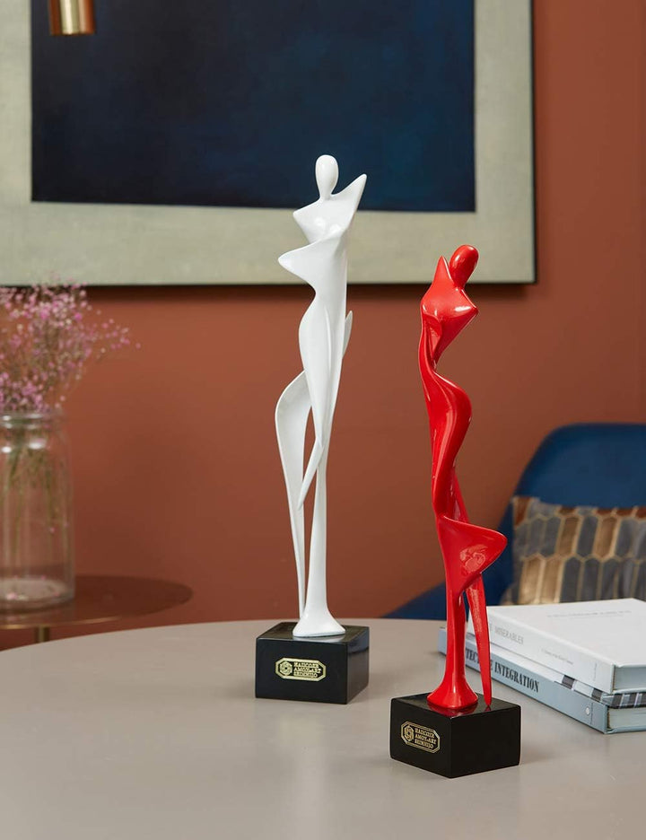 NENBOLEC Modern Skulptur Dekor Frau Statue Figuren Wohnzimmer Kunst Arts Polyresin Weiss Geschenk 42