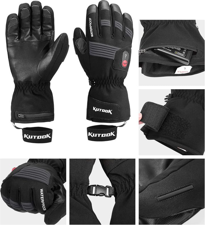 KUTOOK Beheizbare Handschuhe Sofort Beheizt Warm Wasserdicht Motorradhandschuhe Winter Handschuhe Sk