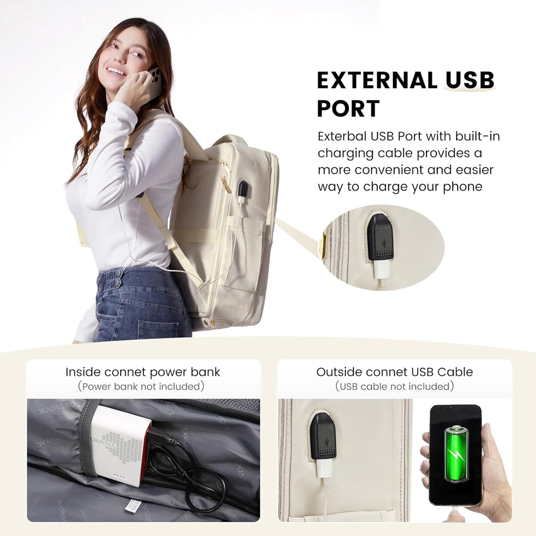 LOVEVOOK Handgepäck Rucksack Flugzeug, Reiserucksack Damen Herren, Travel Backpack mit Schuhfach, Er