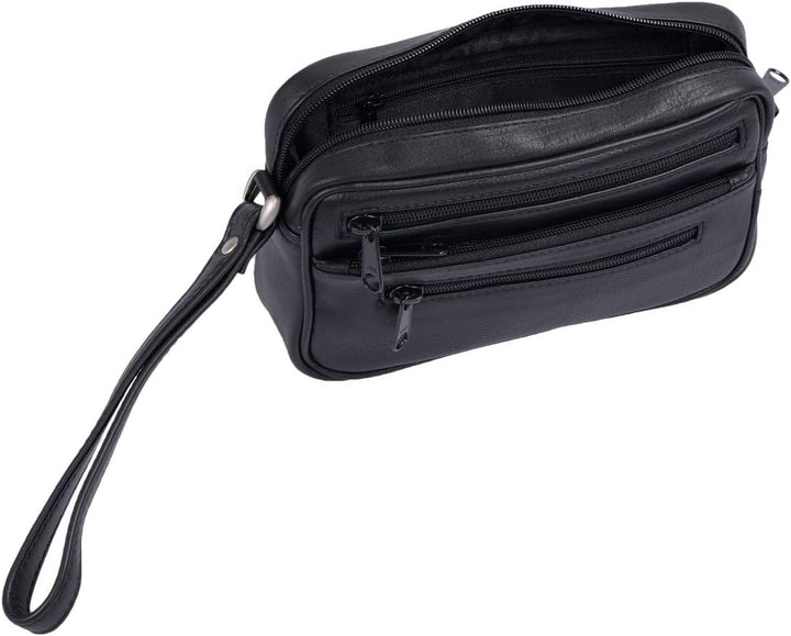 UMTI Leder Handgelenktasche für Männer aus Rindleder (126B) Herrentasche echtes Leder Tasche Bag Neu