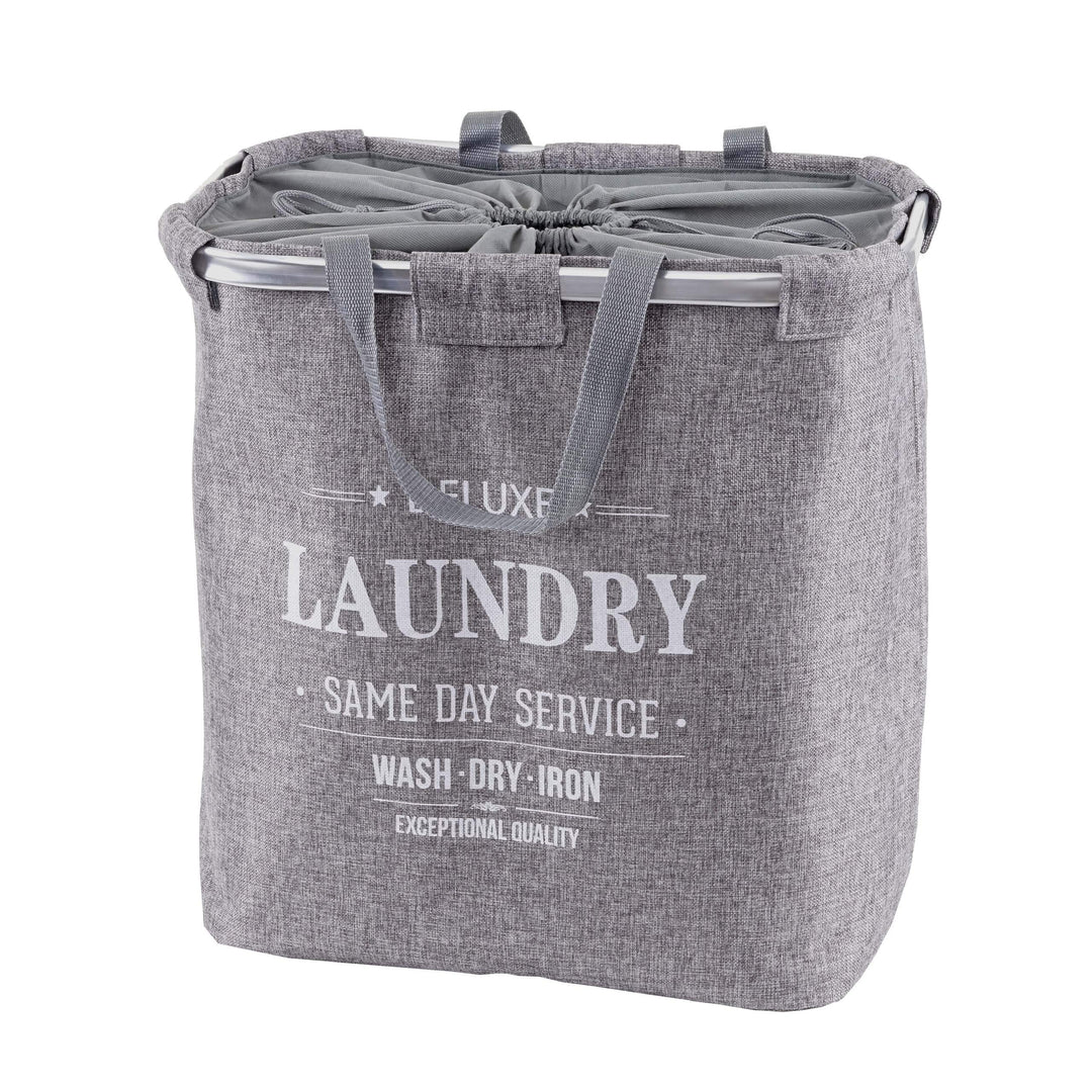 Wäschesammler HWC-C34, Laundry Wäschekorb Wäschebehälter mit Kordelzug, 2 Fächer Henkel 54x52x32cm 8