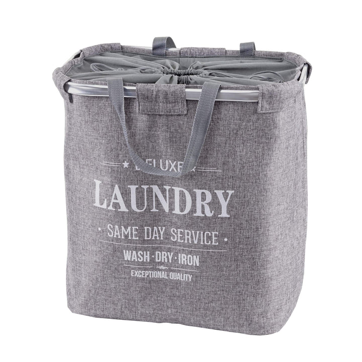 Wäschesammler HWC-C34, Laundry Wäschekorb Wäschebehälter mit Kordelzug, 2 Fächer Henkel 54x52x32cm 8