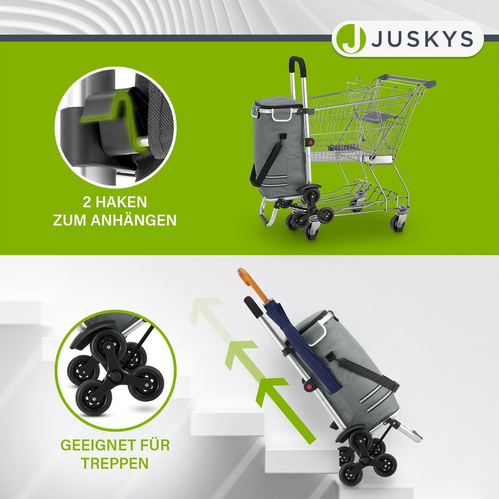 Juskys 3in1 Einkaufstrolley für Treppen - 56 L, modern & klappbar - Treppensteiger Trolley zum Shopp