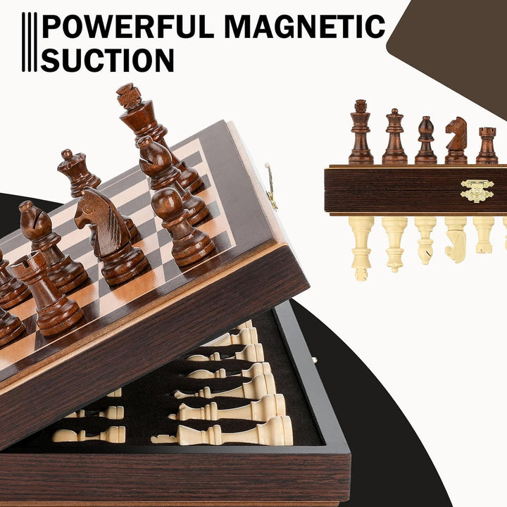 Peradix Magnetisch Schachspiel aus Holz - Klappbares Schachbrett 30x30cm mit 2 Königin-Stücken - Sch