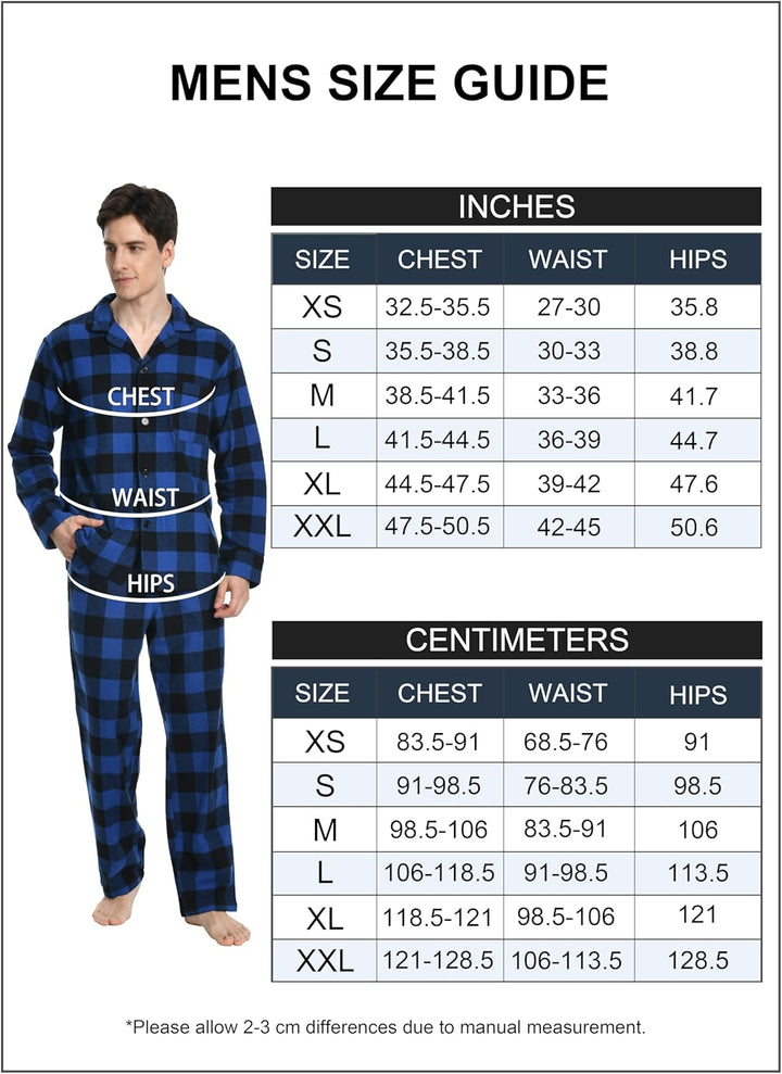 Nutria Herren Pyjamahose aus Flanell, 100% Baumwolle Kariert Weiche Schlafanzughose Warm Loungehose