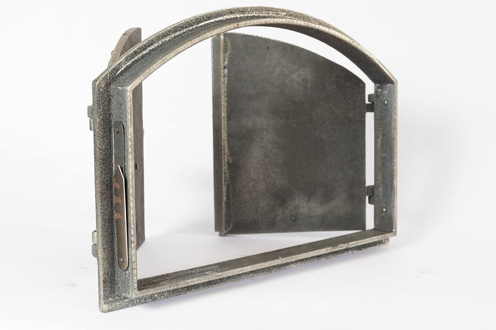 SEZAM doppelte Backofentür aus Gusseisen mit Türriegel, Nietenoptik, Pizzaofentür - Brotofen - Stein