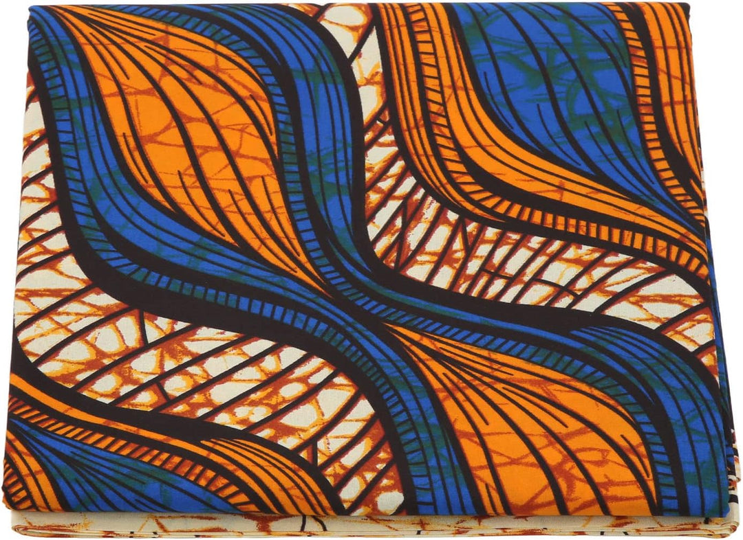 Eujgoov 6 Yards Afrikanischer Polyester-Wachsdruck-Stoff Afrikanischer Stoff für Partykleid DIY Bär
