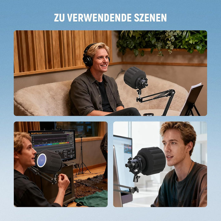 NEEWER Mikrofon Isolationsschild Popschutz, Windschutz Microphone Pop Filter Mask Shield für Gesangs
