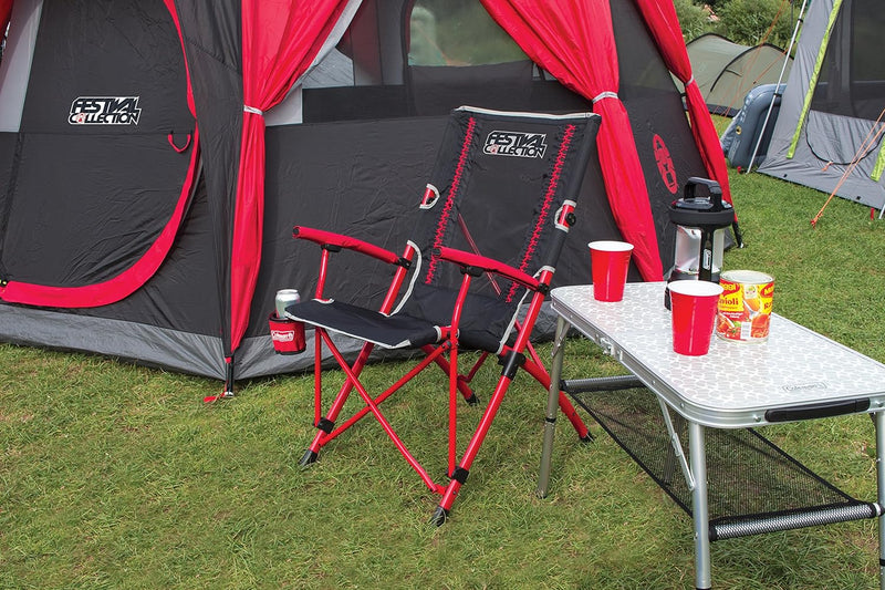 Coleman Faltstuhl Bungee Chair mit Stahlgestell Zum Relaxen, Campingstuhl mit Armlehnen und Getränke