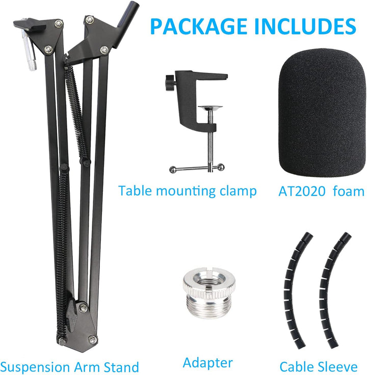 AT2020 Mikrofonarm mit Popschutz, Boom Arm für Audio Technica AT2020 AT2020USB + AT2035 Mikrofonstän