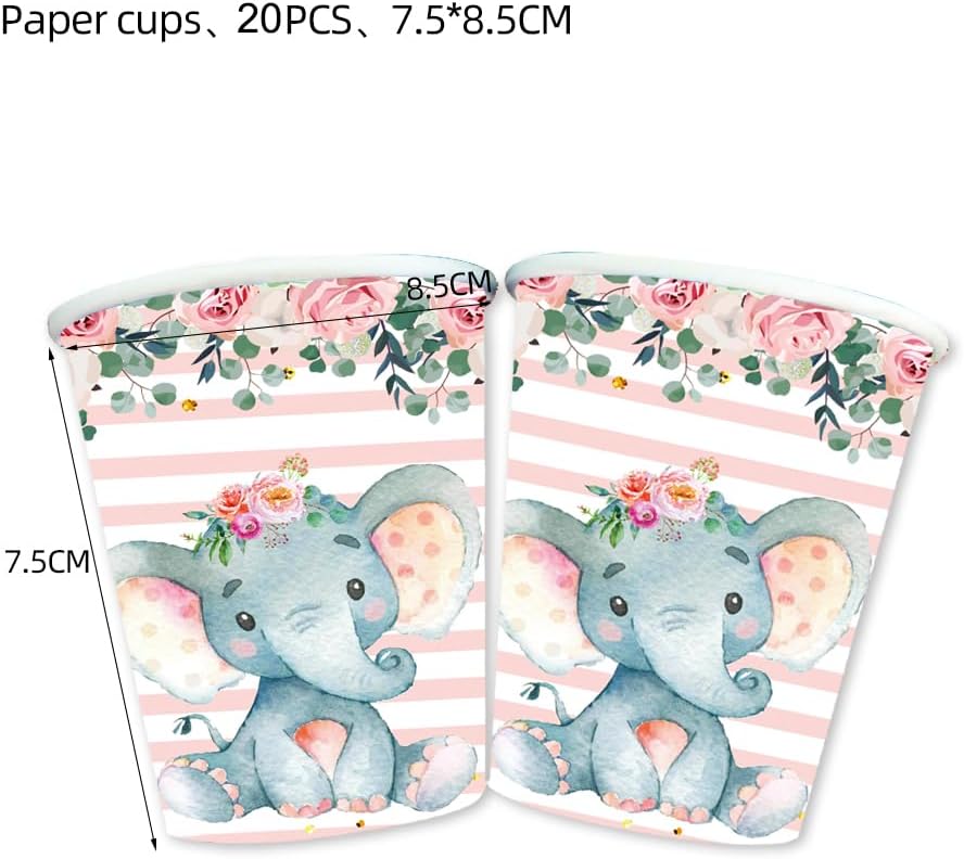 Doyomtoy Elefant Babyparty Deko Junge Partygeschirr, Serve 20 Gäste Geburtstag Partygeschirr,Tischde