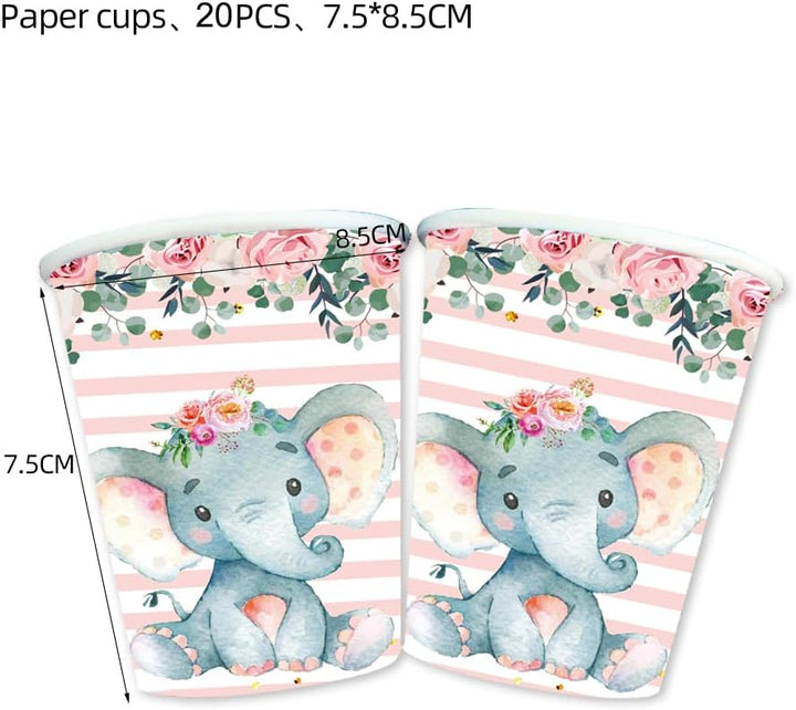 Doyomtoy Elefant Babyparty Deko Junge Partygeschirr, Serve 20 Gäste Geburtstag Partygeschirr,Tischde