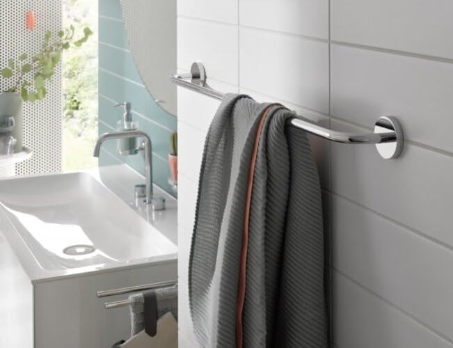 EMCO Round Badetuchhalter zur Wandmontage mit Einer Länge von I Handtuchstange in I Handtuchhalter z