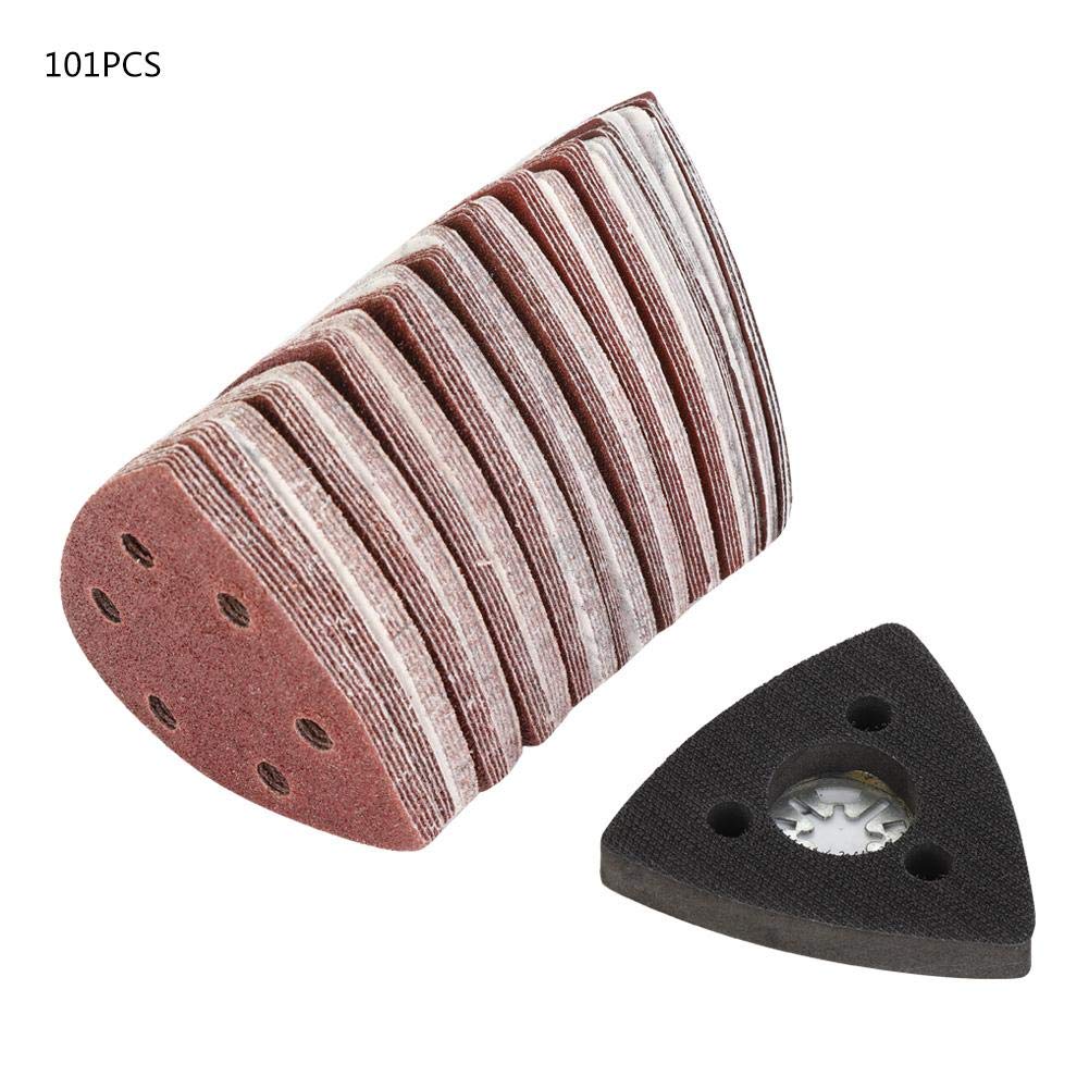 Sandpapiere, 100pcs 80mm dreieckiges Schleifpapier +1 Sand Pad für Bosch Fein oszillierende Multi-To