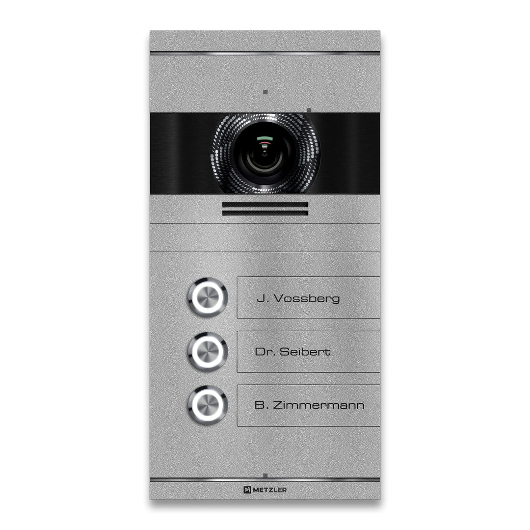Metzler VDM10 2.0 Video -Türsprechanlage LAN POE – 3 Familienhaus Türklingel in RAL9007 Graualuminiu