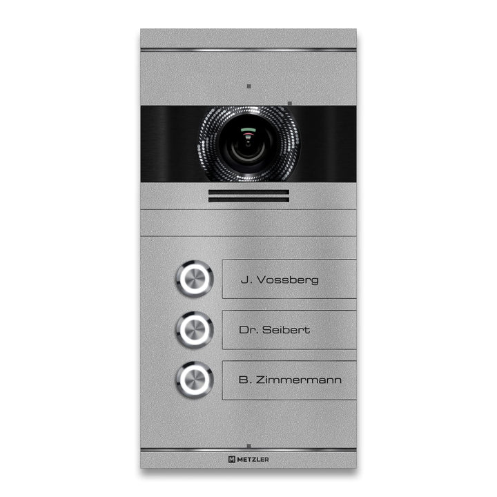Metzler VDM10 2.0 Video -Türsprechanlage LAN POE – 3 Familienhaus Türklingel in RAL9007 Graualuminiu