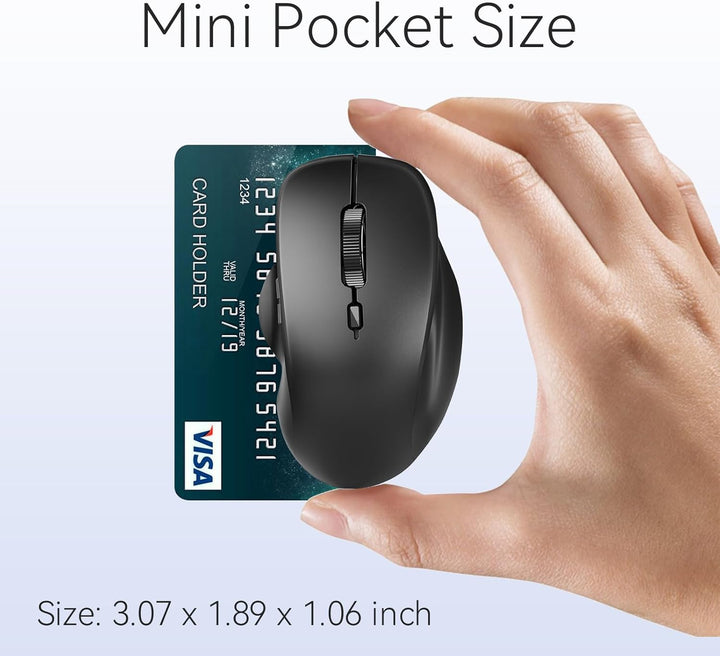 Uiosmuph Mini Bluetooth Maus kabellos, Leise Bluetooth Funkmaus (BT 5.0/5.1+2.4G), USB-C wiederaufla