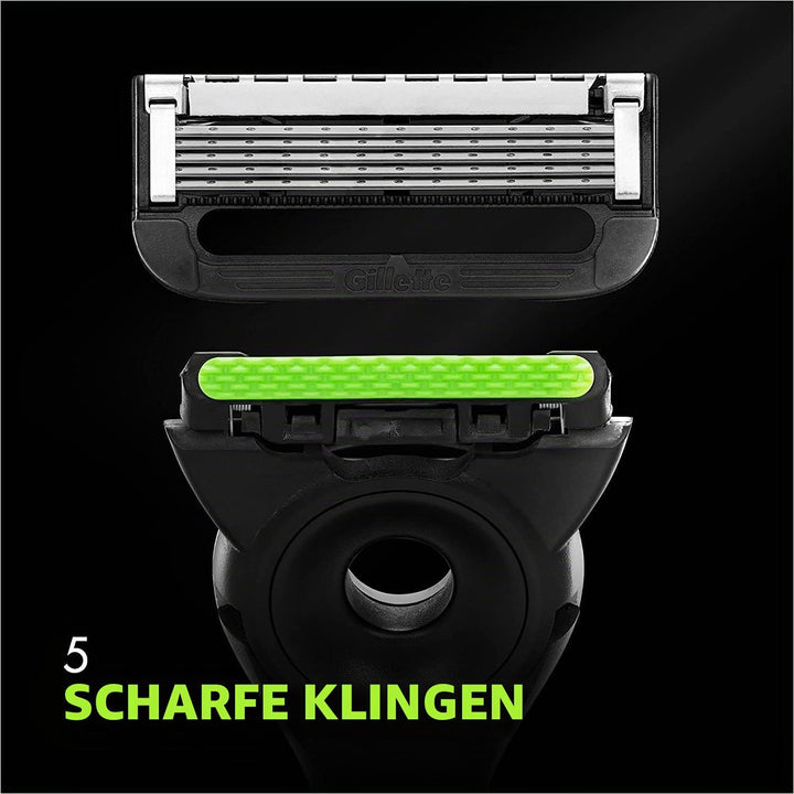 Gillette Gillette Labs mit Peelingstange, Herrenrasierer, 1 Griff, – 5 Ersatzklingen, mit Reiseetui,