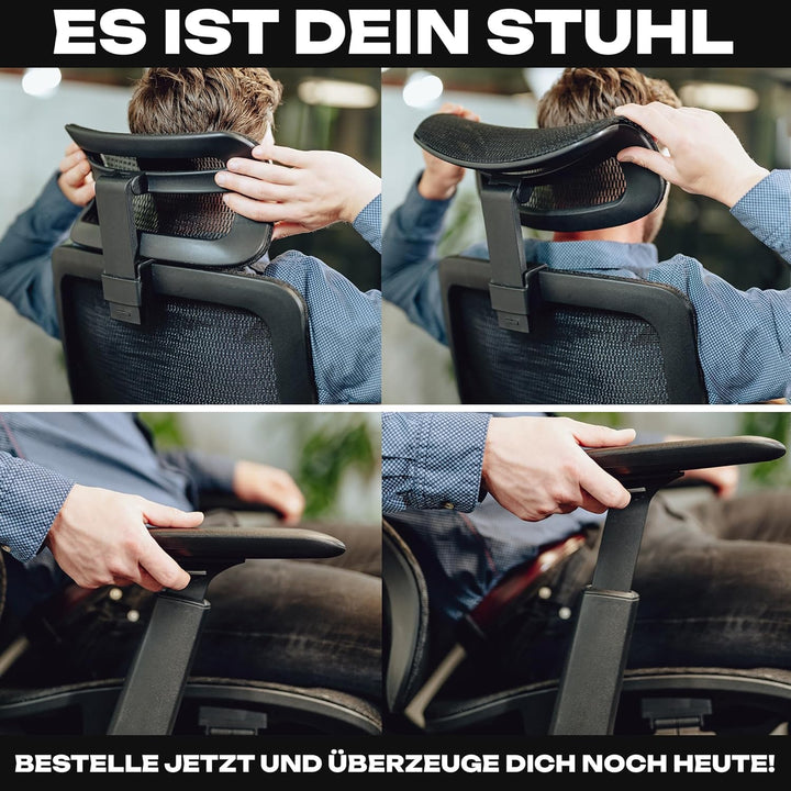 VALKENSTOL M5 Ergonomischer Bürostuhl [Höhenverstellbare Rückenlehne, Einstellbare Sitztiefe, Mesh-S