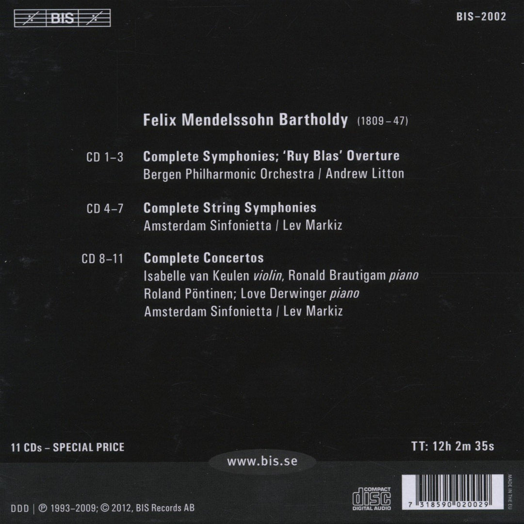 Sämtliche Symphonien/Streichersymphonien/Konzerte, Audio-CD
