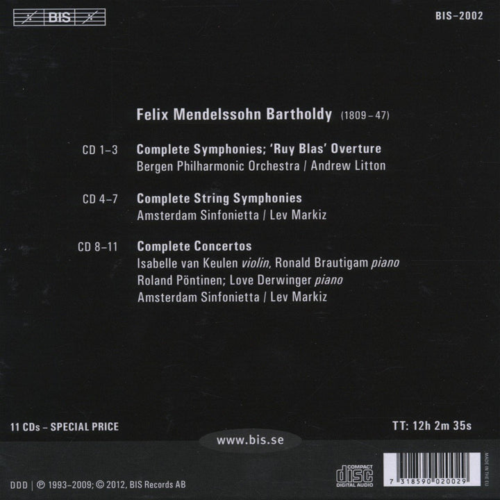 Sämtliche Symphonien/Streichersymphonien/Konzerte, Audio-CD
