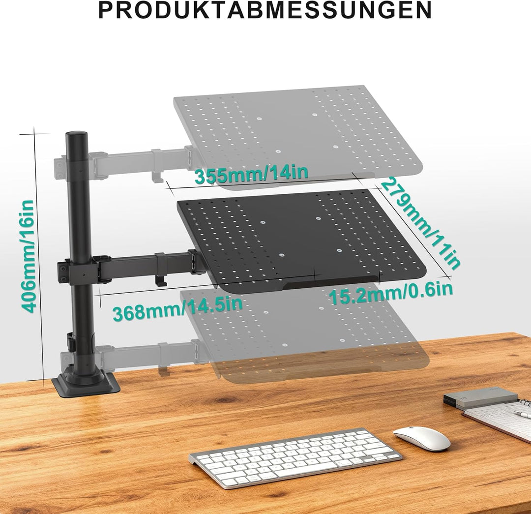 WALI Laptopablage Schreibtischhalterung für 1 Laptop Notebook bis 17 Zoll, voll verstellbar, 10 kg K