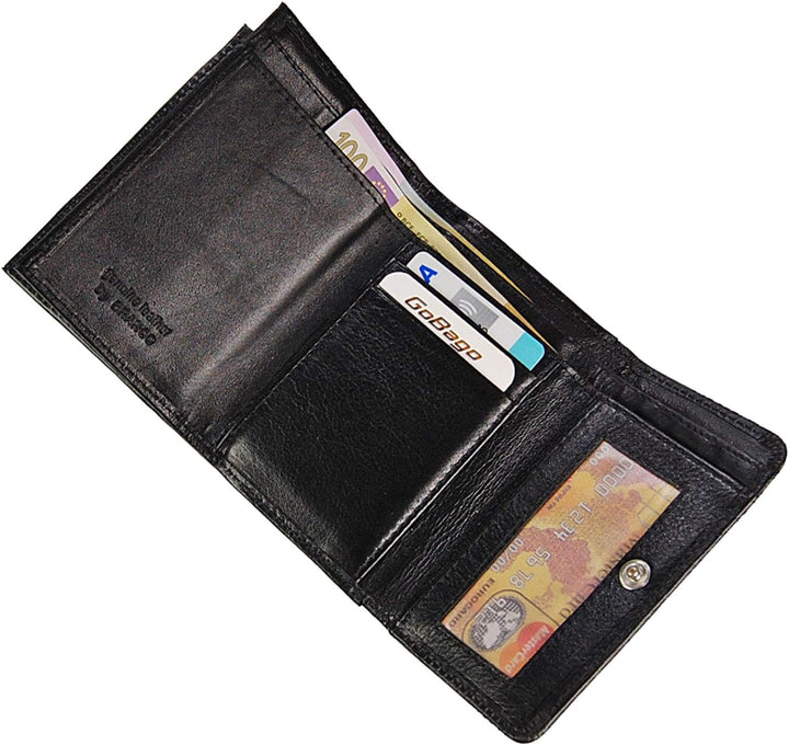 GoBago Branco Damen Geldbörse Leder 6 Farben, Portemonnaie Geldbeutel mit Metall Bügel, Knipser (Sch