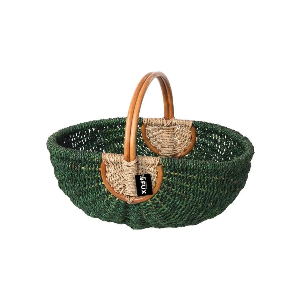 Henkelkorb gross oval Seegras grün natur geflochten Rattan Griff 50x34cm
