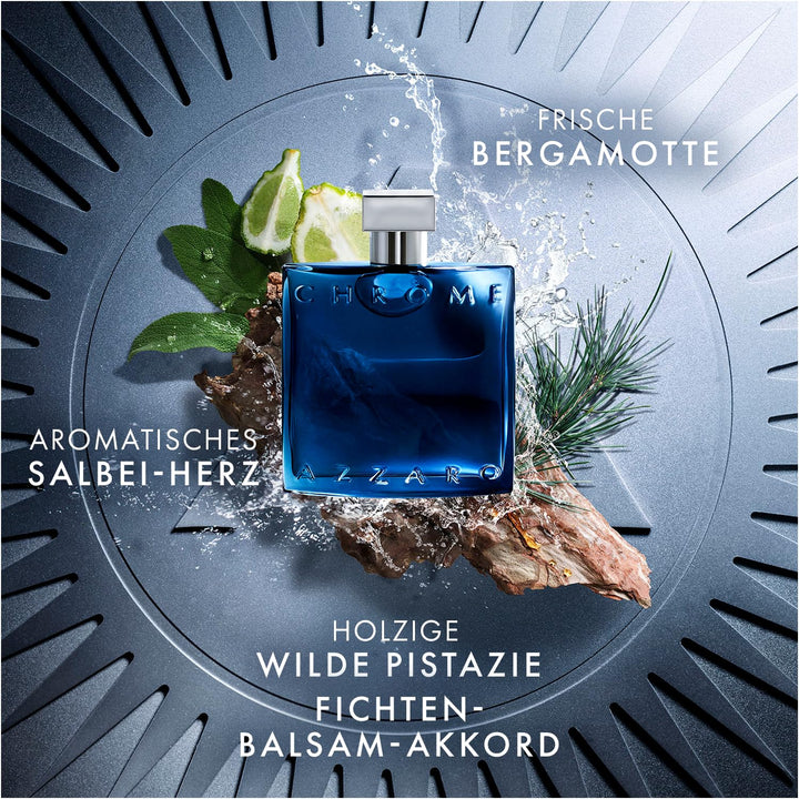 Azzaro Chrome, Parfüm für Herren, Eau de Parfum, Frischer und zitrischer Duft mit Bergamotte, Tannen