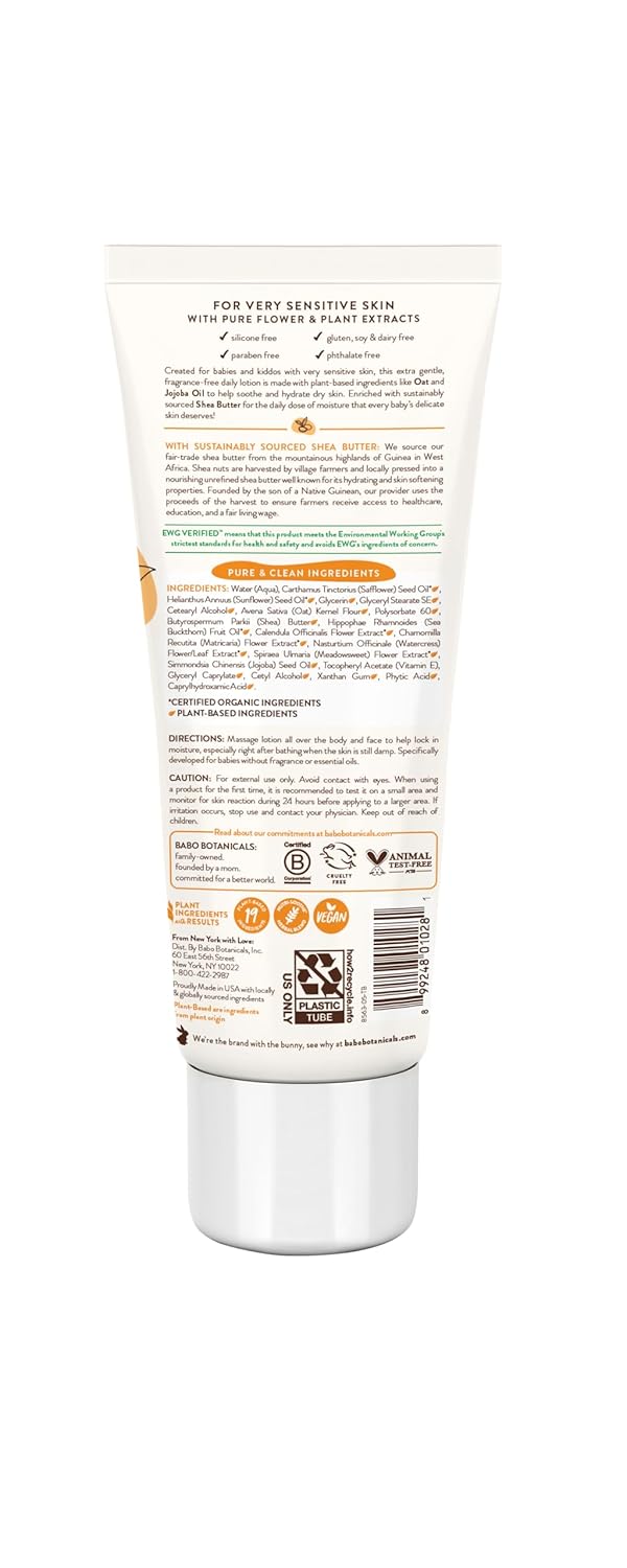 Babo Botanicals Sensitive Baby Daily Hydra Lotion Fragrance Free, 8 Oz
