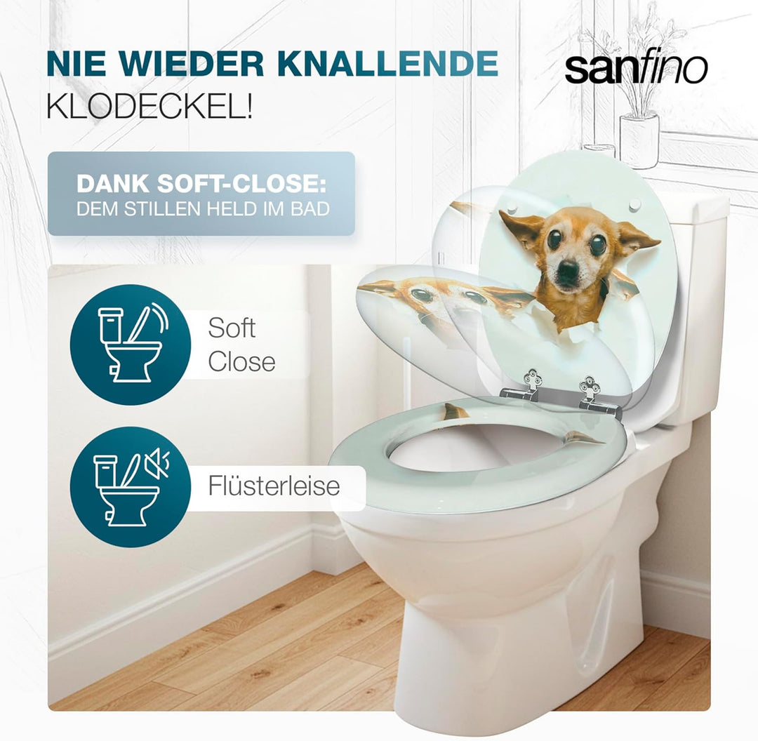 SANFINO® Premium WC Sitz mit Absenkautomatik – hochwertige Toilettendeckel aus Holz, viele bunte Mot