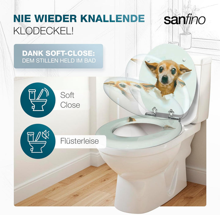 SANFINO® Premium WC Sitz mit Absenkautomatik – hochwertige Toilettendeckel aus Holz, viele bunte Mot