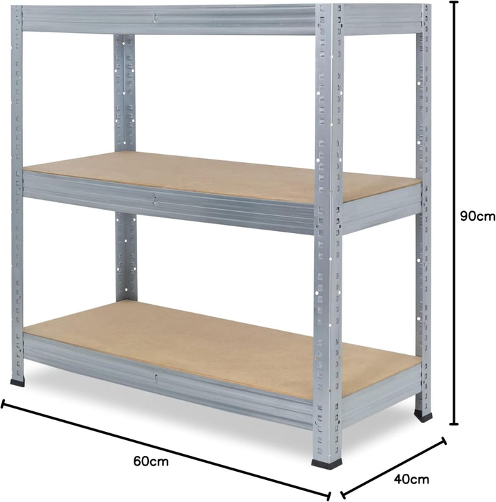 shelfplaza® 90x40x60cm Profi Schwerlastregal verzinkt/Metallregal mit 3 Böden à 200kg Tragkraft/Kell