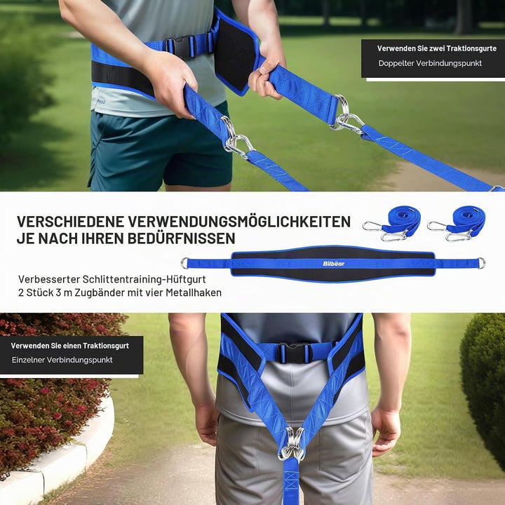 Bilbear Schlittenziehgürtel, verstellbarer Schlitten-Trainings-Taillengürtel, Gürtel zum Ziehen, Gew