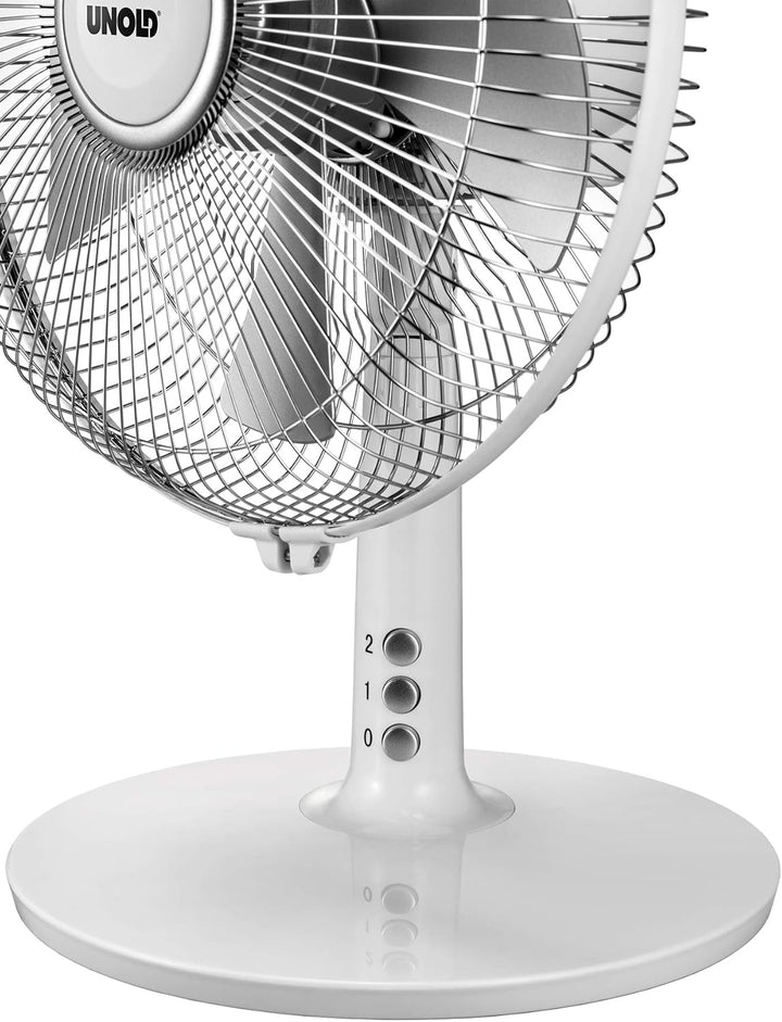 Unold 86810 Tischventilator Silverline White - Weiss, 2-Stufige Geschwindkeitsregelung per Tastendru