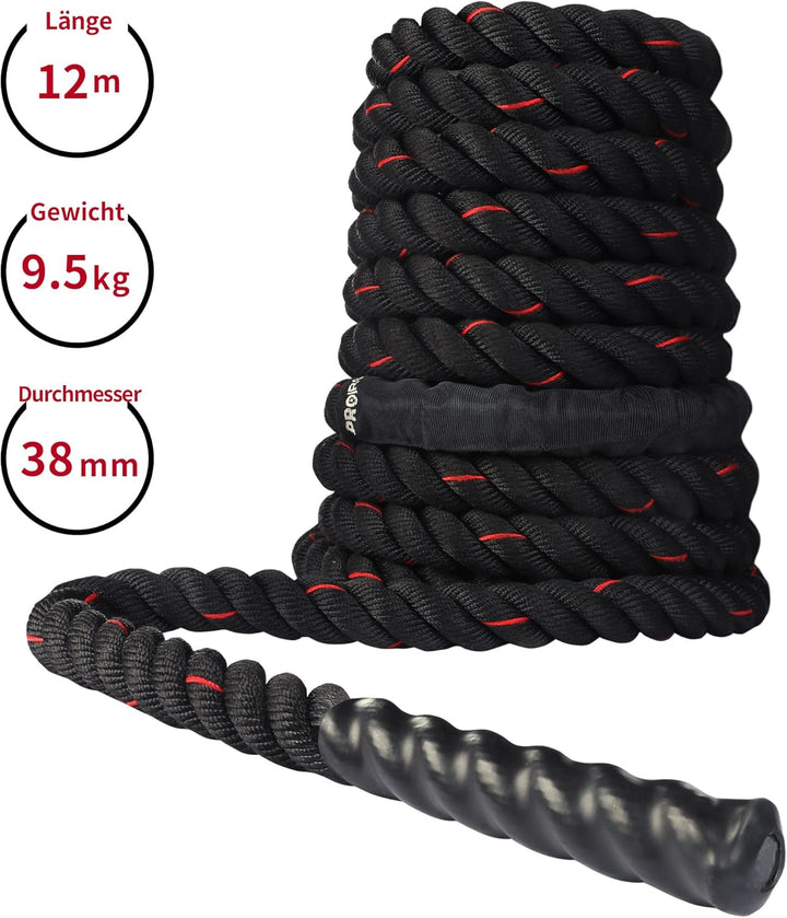 PROIRON 9M /12M Kampfseile, Kampfseil für Fitnesstraining, Fitnessstudio, schwere Übungsseile 38 mm,